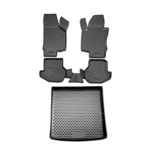Volkswagen EOS Floor-Trunk Mats - Omac - KIT 3D - Black - '07-'16